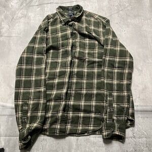 J Crew Buffalo Plaid Mid-weight Flannel Shirt Green White Men's L Classic